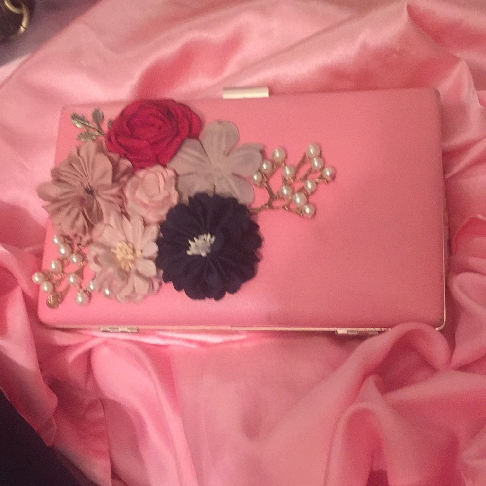 Leather pink clutch
